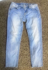 Miss Me Signature Skinny Jeans 30 Light Wash Sequin Embroidered Flap Pocket Y2K Photo 0