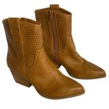 Dolce Vita Kirby Ankle‎ Boots Women Size 7 Tan Perforated Western Heel Zip Photo 0