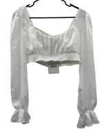 Hello Molly White Long Sleeve Cropped Smocked Peasant Prairie Top Size‎ 8 NWT Photo 0
