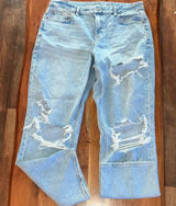 American Eagle Outfitters Light Blue Distressed Boyfriend Jeans Photo 0