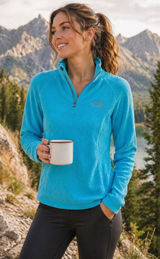 The North Face Polartec Classic Turquoise Fleece Quarter Zip Pullover Size Small Photo 0