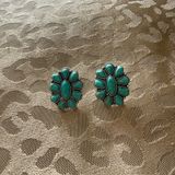 Turquoise Floral Stud Earrings Blue Photo 0