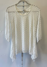 Dressbarn‎ Lace Tunic Top Small Handkerchief Hem 3/4 Sleeve Crochet Boho White Photo 0