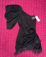 Nwt Club L London Asymetrical Volume Draped Feather Mini Dress Size Us‎ 4 Photo 0