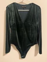 Banana republic emerald green velvet, bodysuit, long sleeve Photo 0