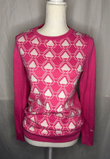 Puma Pink and White Geometric Crewneck Sweater Photo 0
