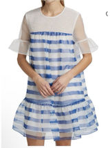 STAUD Florence Dress in Painted‎ Stripe Size XS Blue White Ethereal Flaw Photo 0