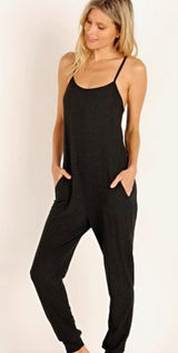 Beyond Yoga Romp Around Jumpsuit Sz XS Featherweight Black Criss Cross Back Photo 0