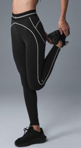 Alo Airbrush High-Waist Heart Throb Leggings Black White Hi-Rise Waisted Tights Photo 0
