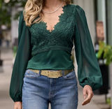 Boston Proper Scallop Lace Long Sleeve Top Fairy Holiday Peasant Photo 0