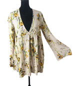 Free People Bella Babydoll Floral Tunic Mini Dress Top Womens XS Flowy Indie Photo 0