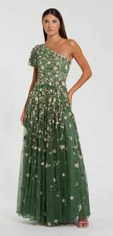 Mac Duggal 6159 Green One Shoulder Embellished A Line Gown sz 4 Photo 0