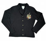 Vintage‎ Wool Blend Susan Bristol Cardigan Embroidered Floral Sweater Small Photo 0