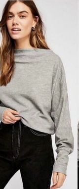 Free People We The Free Nikala Dolman Sweatshirt Zipper Top Grey Medium Photo 0
