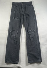 Aeropostale 90's Baggy Black Wash Button Fly Distressed Denim Jeans Size 0 Photo 0