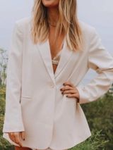 Daily Drills Blazer Single Button Relaxed Fit Cream Size XS / S Photo 0