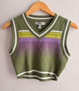 Urban Outfitters Olive & Lavender V-Neck Striped Sweater Vest Photo 0