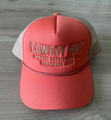 Free People Cowboy Hat Trucker Cap in Coral and Cream Photo 0