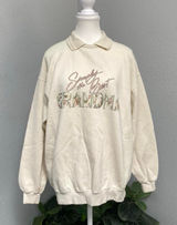 Vintage Lee Creme Simply The Best Grandma Graphic Floral Collar Sweatshirt Photo 0