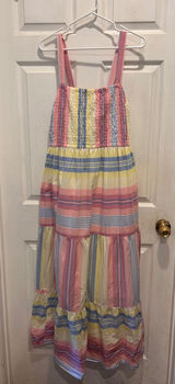 Lane Bryant Womens Plus‎ 14/16 Striped Cotton Smocked Tiered Maxi Dress Pockets Photo 0