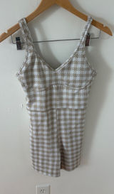 Beach Riot Sport Tan White Houndstooth Unitard Activewear Romper Size M USA Photo 0