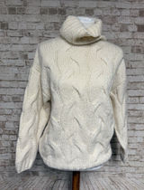 ZARA Cream Chunky Cable Knit Turtleneck Sweater Size‎ S Girls 13-14 Fisherman Photo 0