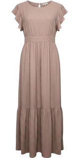Cynthia Rowley Dusty Mauve Flutter Sleeve Maxi Dress Linen Prairie Demure Medium Photo 0