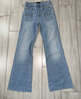 NWOT 7 For All Mankind Braided Denim‎ Flare Jeans Wide Leg Women's Size 26 Light Photo 0
