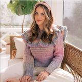 Loveshackfancy Multicolor Yumi Ruffle Alpaca Wool Blend Pullover Sweater Small Photo 0