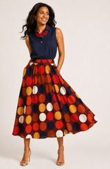 Kate Spade New York Polka Dot Midi Skirt XS Multi Color Elastic Waist A-Line Photo 0