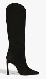 SCHUTZ Black Suede MARYANA SCULPT LEATHER BOOT Pointed Stiletto Boots Size 9B Photo 0