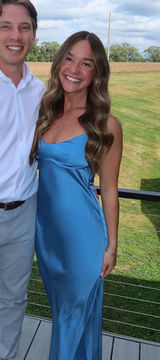Hello Molly Blue Satin Maxi Dress Photo 0