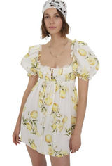 For Love & Lemons Serafina Yellow Lemons Mini Dress Womens S Photo 0