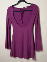 PRINCESS POLLY Low Back Mesh Trumpet Sleeve Mini Dress Size 4 / small Photo 0