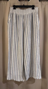 Ellen Tracy Blue and Cream Striped Wide Leg Pants Photo 0