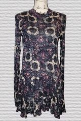 Free People MED Plum Floral ANNABELLE TUNIC Top Mini Dress Open Back Boho Sexy Photo 0