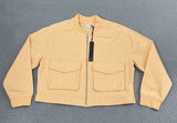 Nicole Miller Cropped Bomber Jacket Women M Orange Utility Full Zip NWT Photo 0
