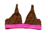 Aerie Smoothez Bralette Seamless Size Medium Tan Hot Pink Casual Loungewear Photo 0