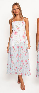 Petal & Pup Light Blue Floral Maxi Dress with‎ Pink Blooms Size 8 NWT Photo 0