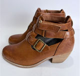 Antelope Italian Leather Ankle Boots Brown Buckle Straps Block Heel EU 38‎ Photo 0