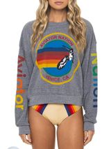 Aviator Nation relaxed graphic crewneck sweater Venice beach in heather grey Photo 0