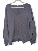 Waffle Knit V-Neck Altar'd State Medium Grey Top Photo 0