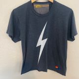 Aviator Nation Bolt Cropped T-Shirt Womens Size Small Short Sleeve Dark Grey Photo 0