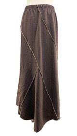 Vintage Brown Pinstripe Midi Skirt Y2K Photo 0