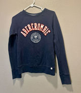 Vtg Abercrombie Fitch Spellout Crewneck Sweatshirt Womens Small Navy Blue Patch Photo 0