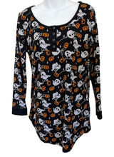 Killstar Haunted Pumpkin Henley Lounge Top Black Halloween Ghost Print Sz Small Photo 0