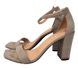 A New Day Womens‎ 9.5 Dress Sandals Block Heels Ankle Strap Tan Open square toe Photo 0