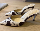 Jessica Simpson Cowprint Pointed Mule Heels - Brown & White Photo 0