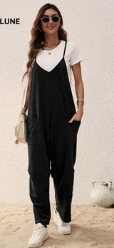Shein Lune Pocketed Women’s Jumpsuit - Black M Photo 0