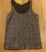 Vintage J Crew Women's Small M Brown Silver Sequin Sleeveless Tank Top Party Photo 0